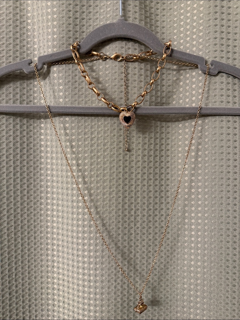 Free People Rose Gold Layered Heart Charm Necklace Duo